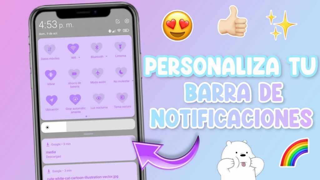 Cómo personalizar el área de notificaciones 1 Personaliza tu barra de notificaciones Aesthetic 2022 (tutorial) 🦄💖